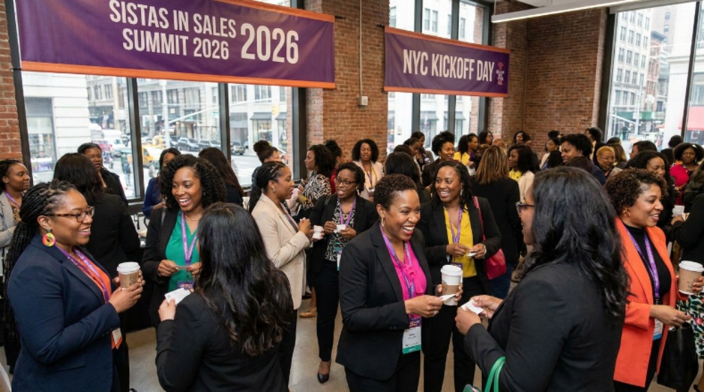 Women of colour in sales networking at the Sistas in Sales Summit 2026 NYC Kickoff Day
