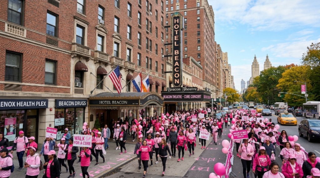 The exterior of the Hotel Beacon on the Upper West Side of Manhattan, a short walk from Central Park and the Making Strides breast cancer walk route