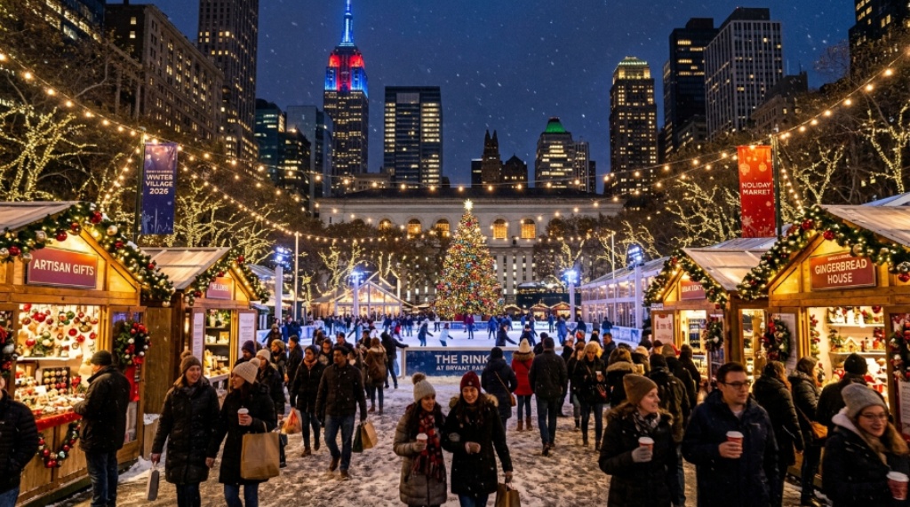 NYC Christmas Village at Bryant Park 2026: Shopping, Dining and Ice Skating Guide