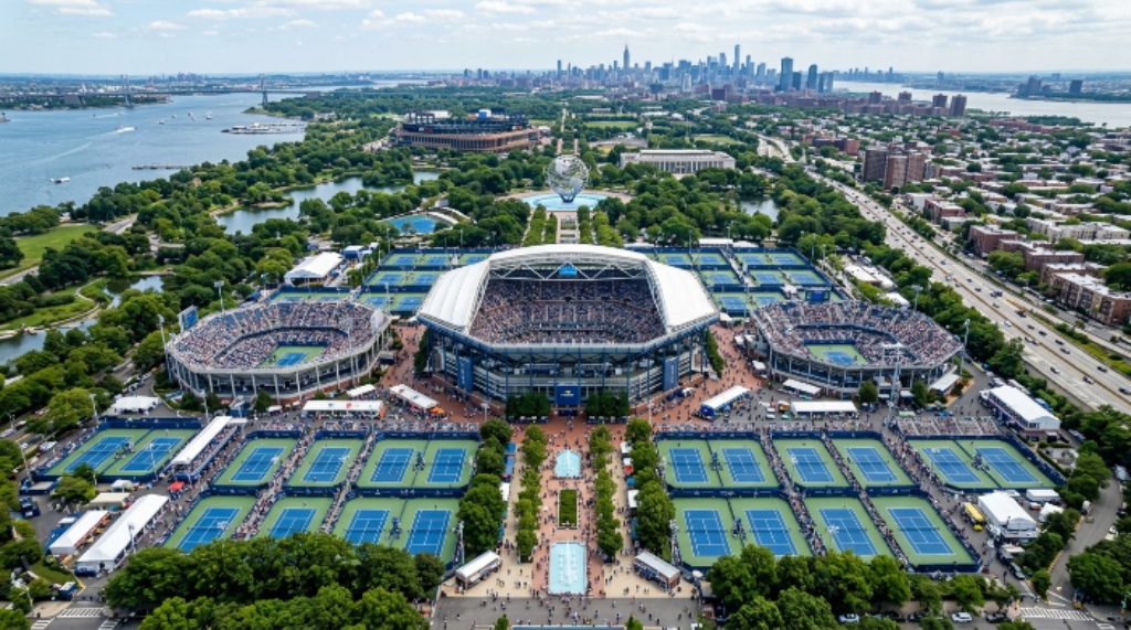 USTA Billie Jean King National Tennis Center aerial view Flushing Queens New York