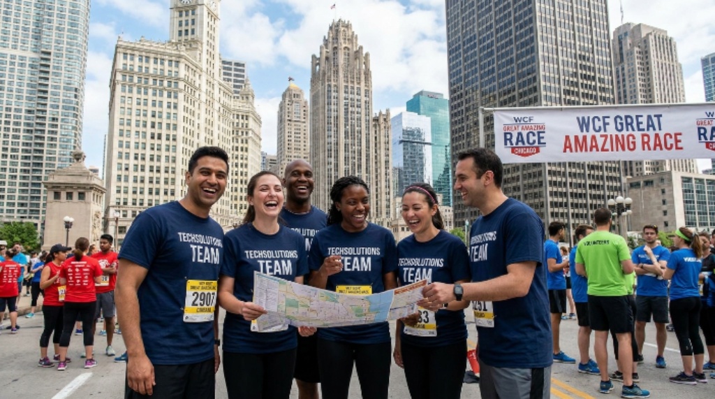Corporate team participating in WCF Great Amazing Race Chicago