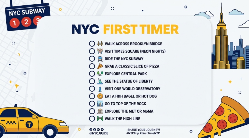 First-timer checklist graphic for the NYC Columbus Day Parade