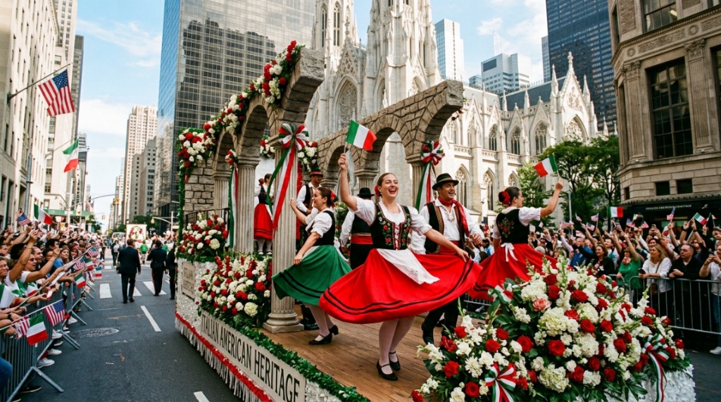 Italian-American heritage float at the NYC Columbus Day Parade