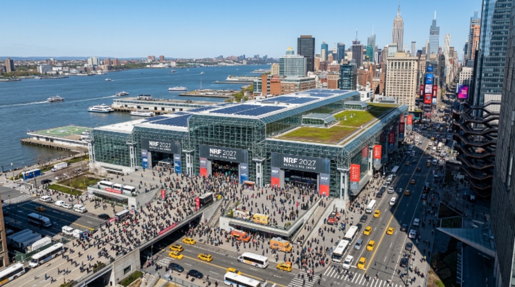 Aerial view of the Jacob K. Javits Convention Center during NRF 2027 Retail's Big Show in New York City