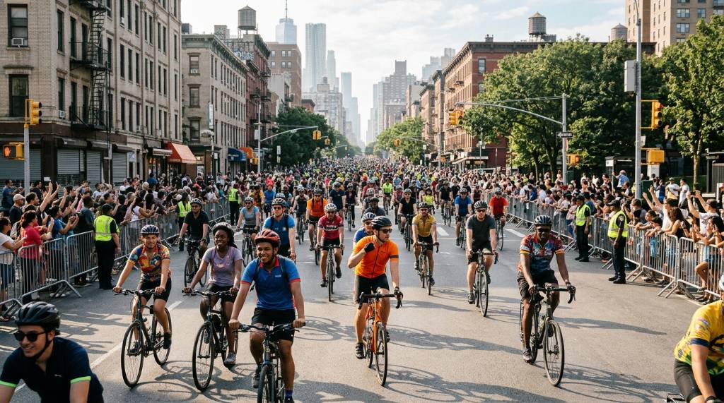TD Five Boro Bike Tour 2027 cyclists riding through New York City streets