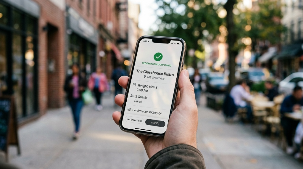 Person successfully booking a NYC Restaurant Week 2027 table on a phone