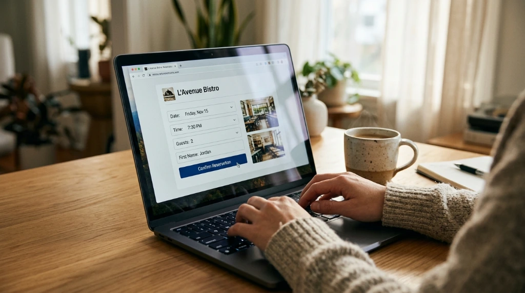 Person booking a NYC Restaurant Week reservation online