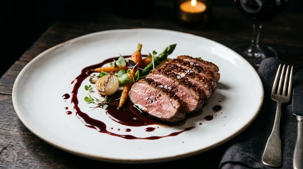 Upscale plated entrée representing the $60 NYC Restaurant Week dinner tier