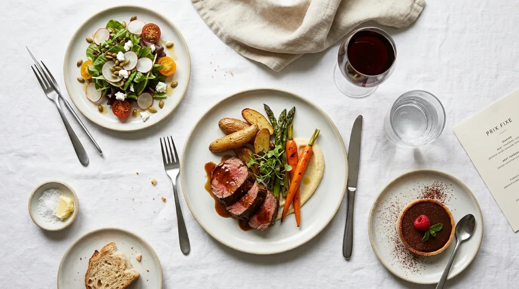 Three-course prix-fixe dinner plated for NYC Restaurant Week